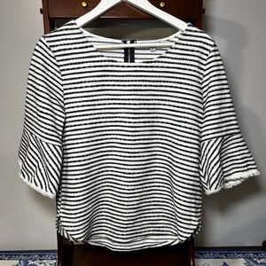 Green Envelope Navy and White Striped Blouse Women’s Large